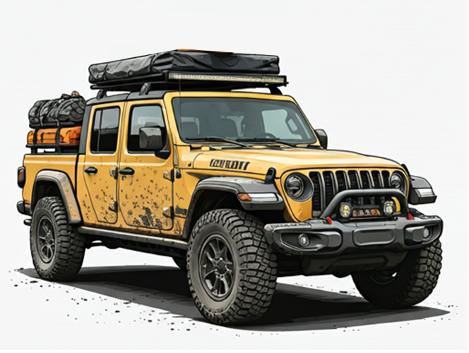 AI rendering of a Jeep Gladiator outfitted for overlanding